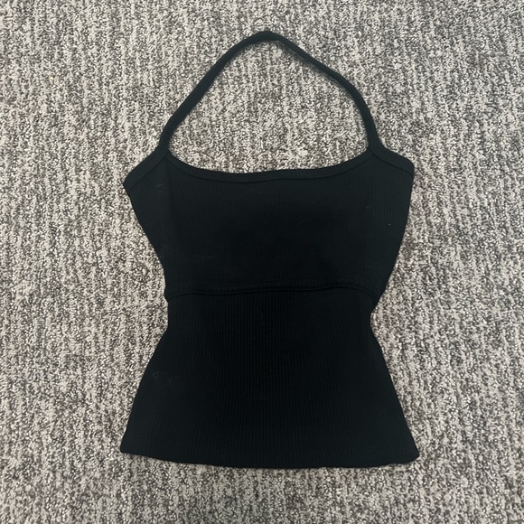Windsor Tops - Tight fitted black top with strap around neck